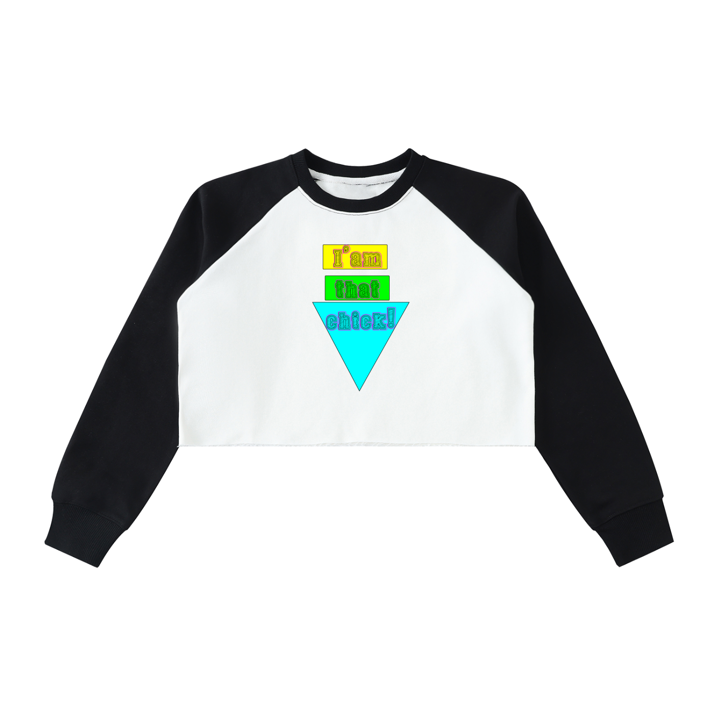 I'm that chick Raw-Hem Color-Block Raglan Crop Sweatshirt