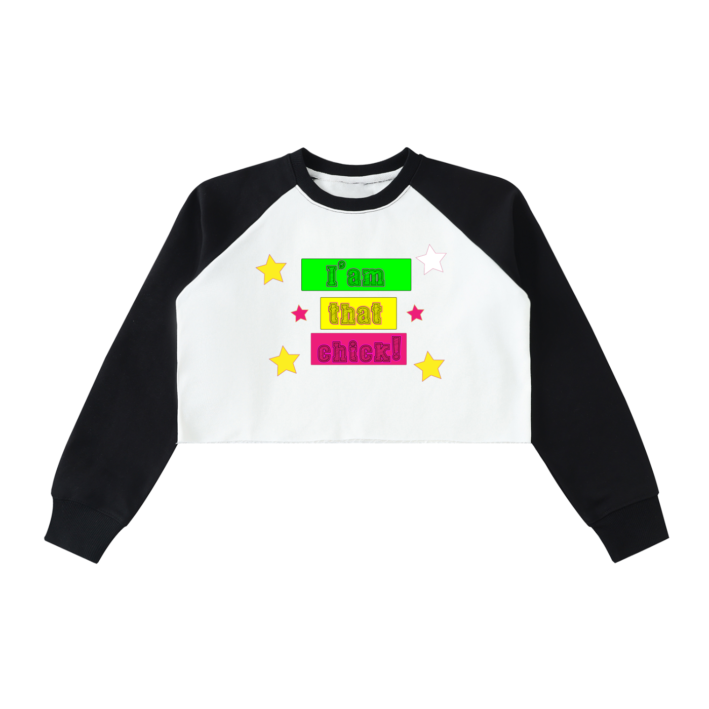 I'm that chick 2 Raw-Hem Color-Block Raglan Crop Sweatshirt