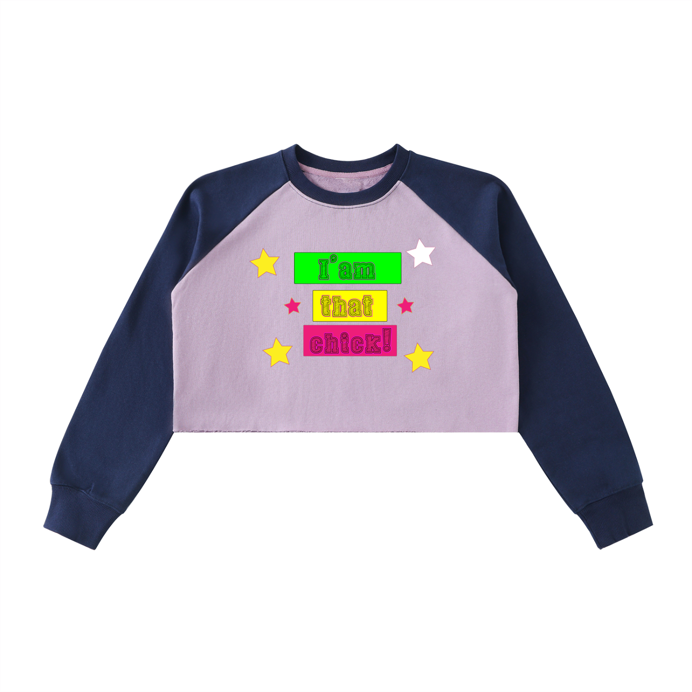 I'm that chick 2 Raw-Hem Color-Block Raglan Crop Sweatshirt