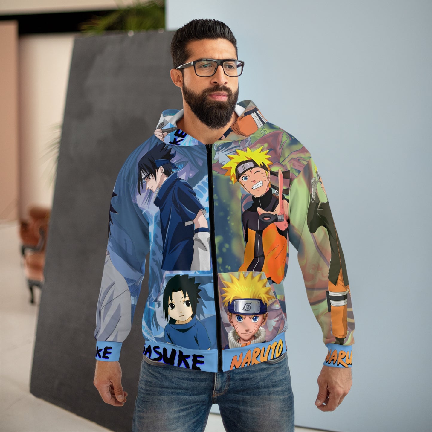 Naru/Sas Unisex Zip Hoodie (AOP)