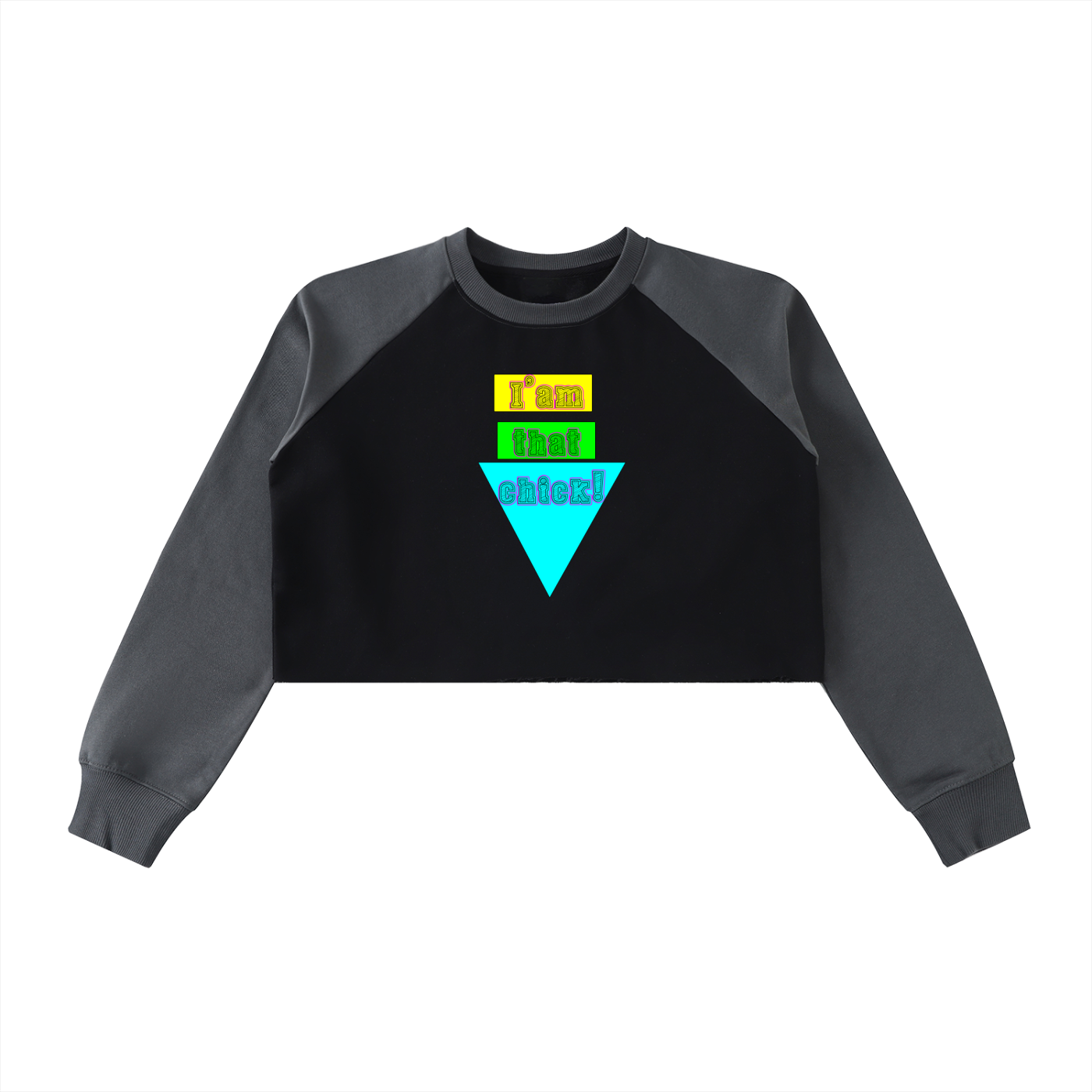 I'm that chick Raw-Hem Color-Block Raglan Crop Sweatshirt