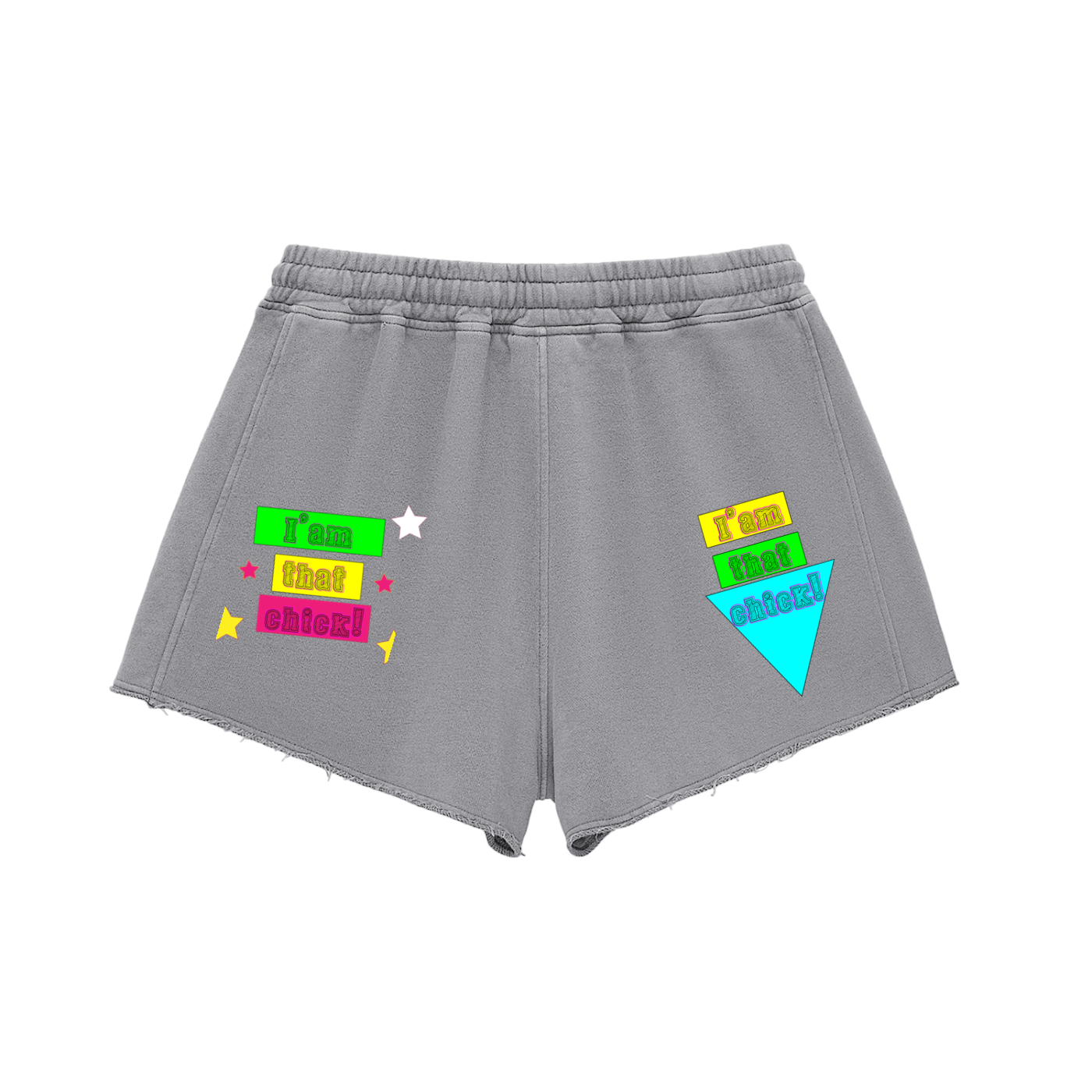 I'm that chick Snow Washed Raw Edge Drawstring Shorts