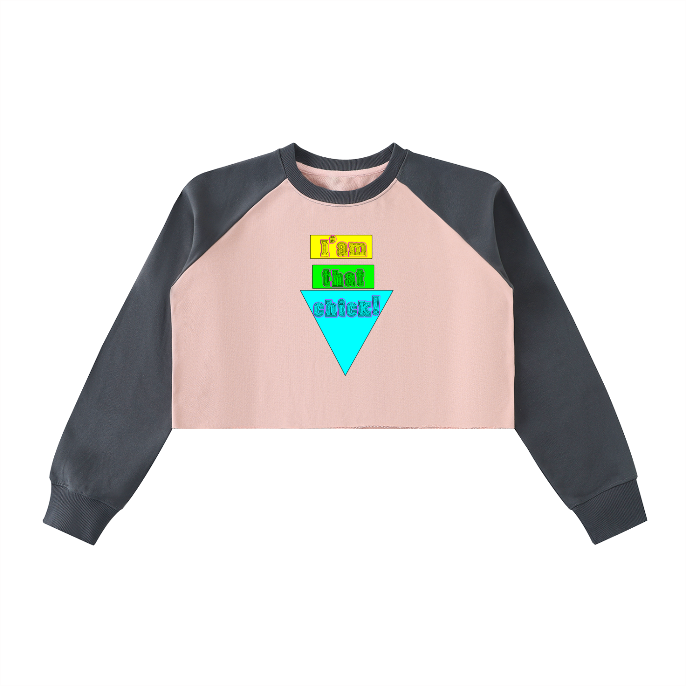 I'm that chick Raw-Hem Color-Block Raglan Crop Sweatshirt