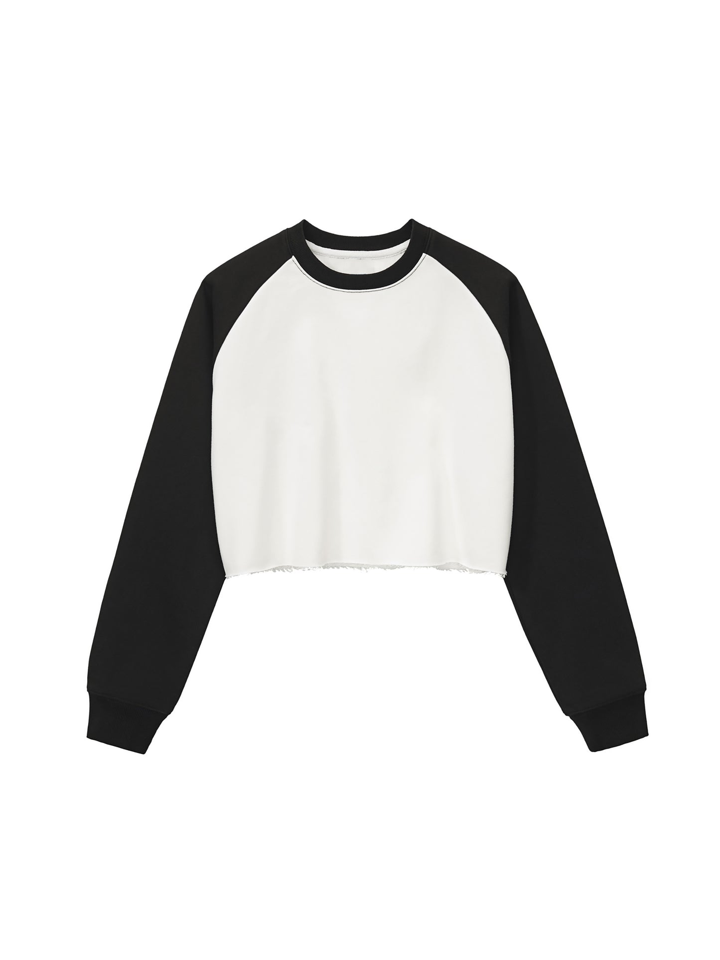 I'm that chick 2 Raw-Hem Color-Block Raglan Crop Sweatshirt