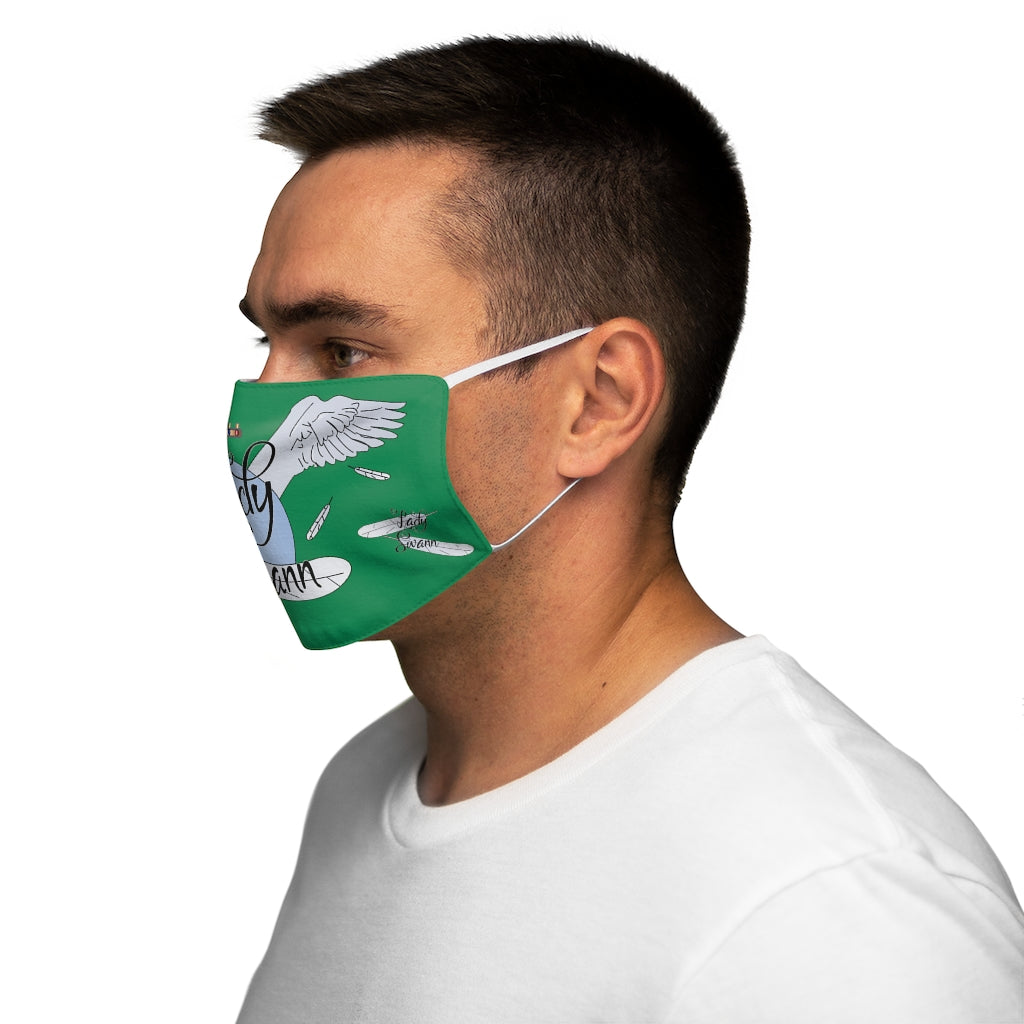 Lady Swann [wings green] Snug-Fit Polyester Face Mask