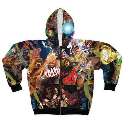Anime  Crash out ! Unisex Zip Hoodie - Featuring Iconic Characters and Crash Out Design