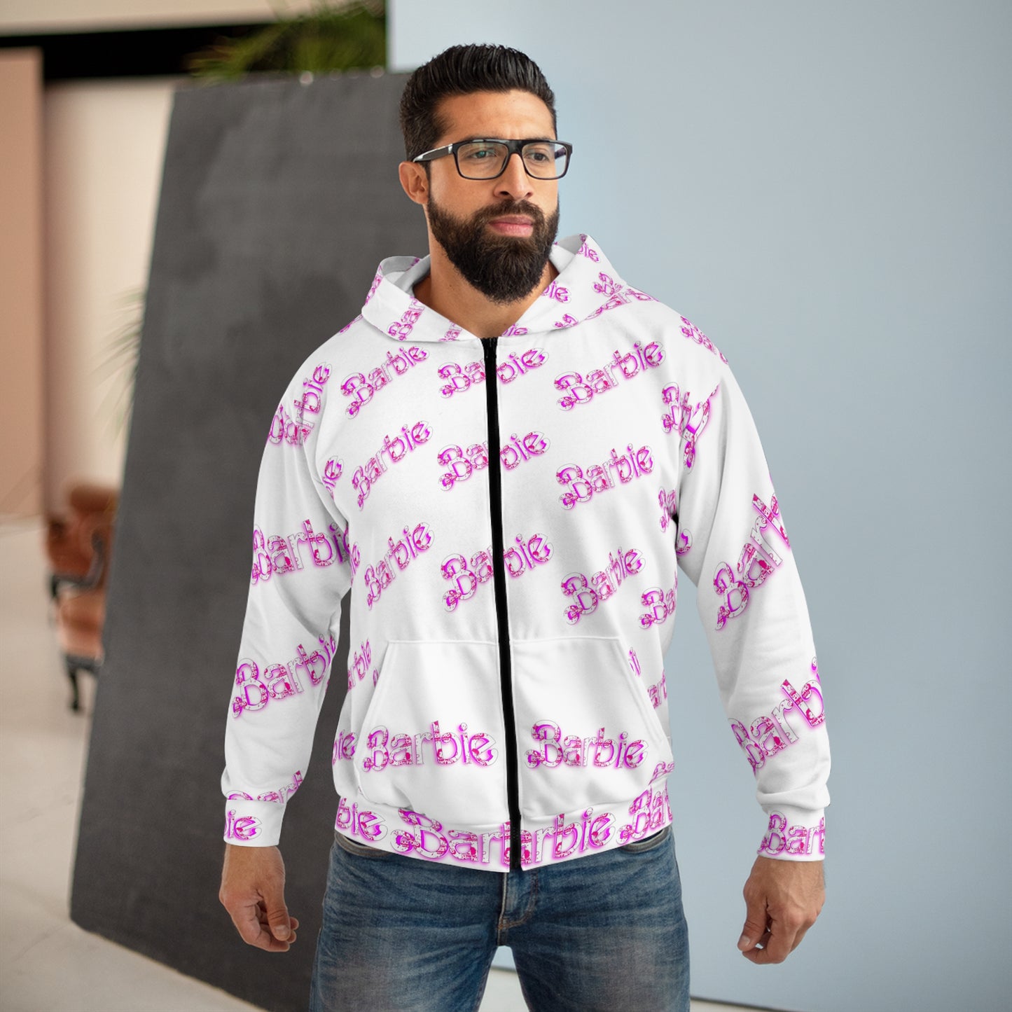 Barbie Unisex Zip Hoodie (AOP)