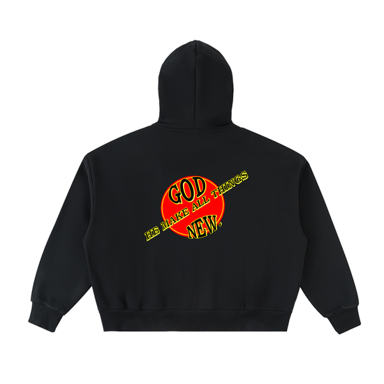 GOD he make all things new Fleeced Full-Zip Boxy Hoodie