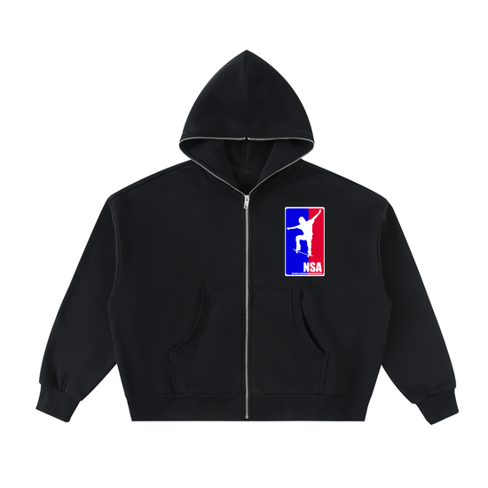 NSA Fleeced Full-Zip Boxy Hoodie