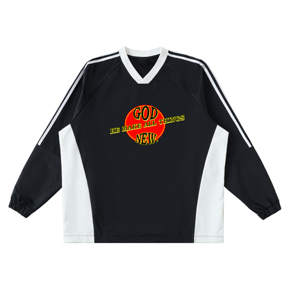 God he makes all thing new ! Color-Block V-Neck Long-Sleeve T-Shirt