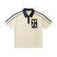 Cross Over Contrast Collar Short-Sleeve Polo Shirt