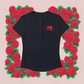 Modal Bodycon Henley Shirt – Sexy Rose & Big Heart Print for Wome