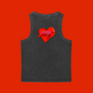 Snow Washed Tank Top – Sexy Big Heart Print Vintage Style fo
