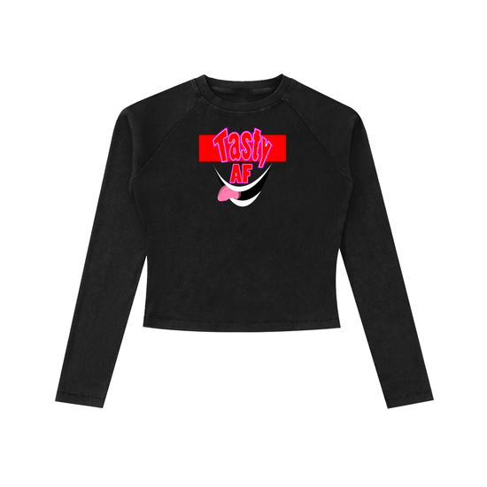 Tasty AF Dyed Washed Raglan Long Sleeve Slim T-Shirt