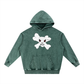 Skully Skull Snow Wash Hand-Frayed Heavyweight  Hoodie