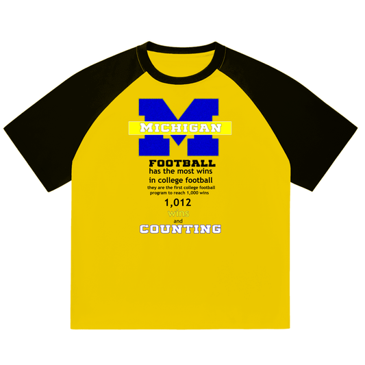 Michigan Wins Blocked Raglan Sleeve T-Shirt