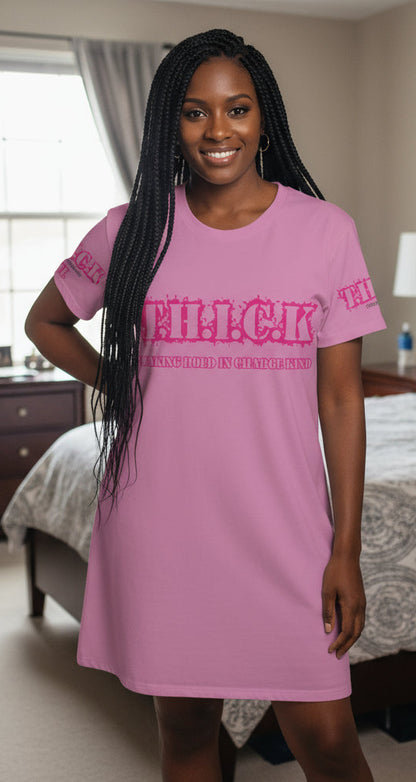 T.H.I.C.K.All Over Print T-Shirt Dress