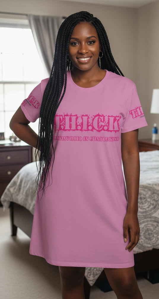 T.H.I.C.K.All Over Print T-Shirt Dress